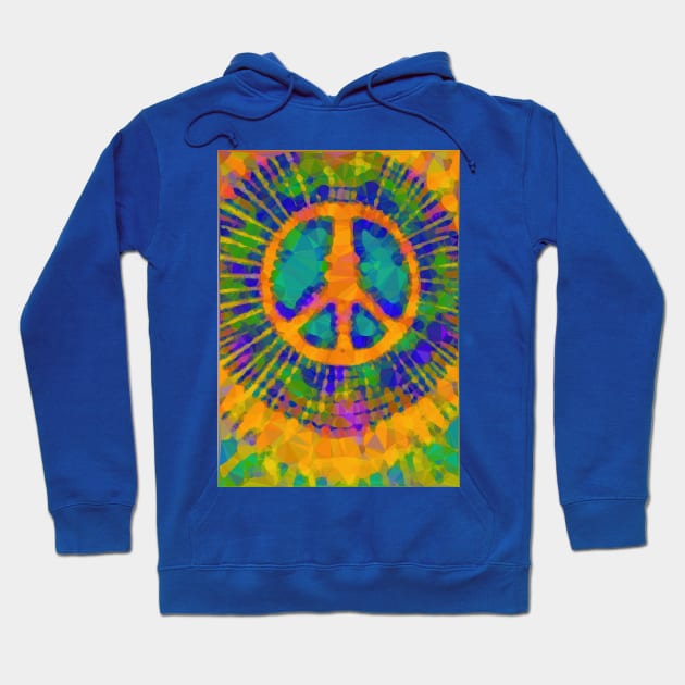 Blue Green Orange Tie Dye Peace Sign Hoodie by bragova